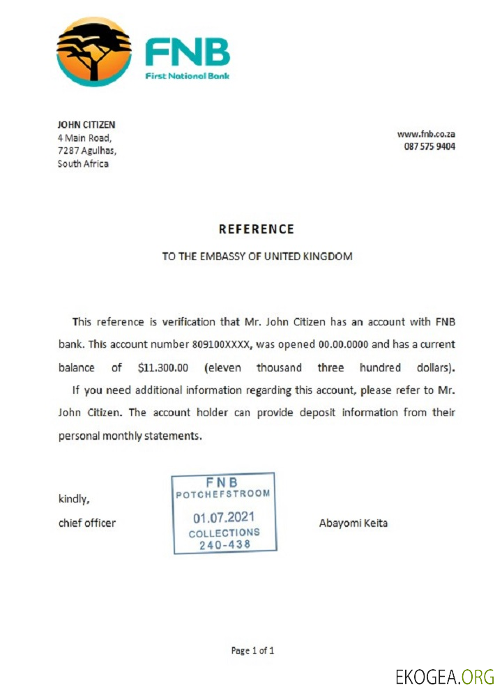 Afrique du Sud , FNB , reference